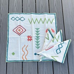 ☀️ Colorful Geometric Pattern Linen Napkins